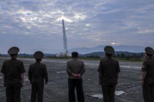 Kim Jong Un watching missile launch North Korea military test