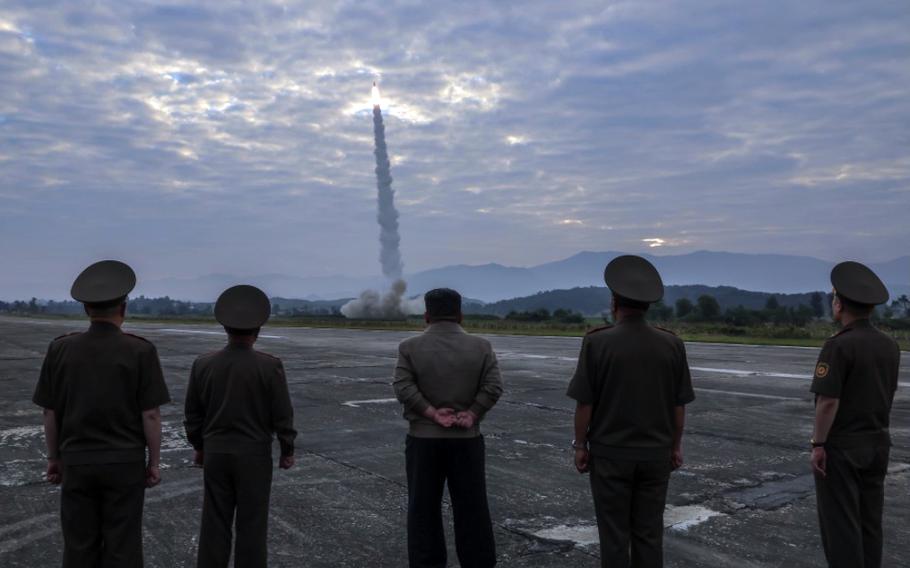 Kim Jong Un watching missile launch North Korea military test