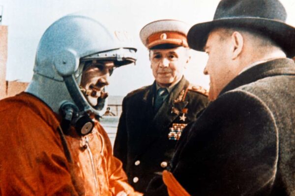 Yuri Gagarin, Soviet cosmonaut, in official portrait during training for Vostok 1 mission, first human spaceflight on April 12 1961, representing International Day of Human Space Flight