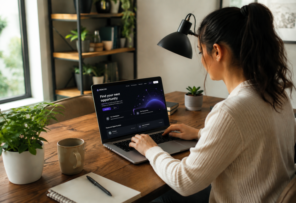 Professional representing get hired for remote work from home desk with laptop, representing quick remote job opportunities and flexible work setup on bdesk.news